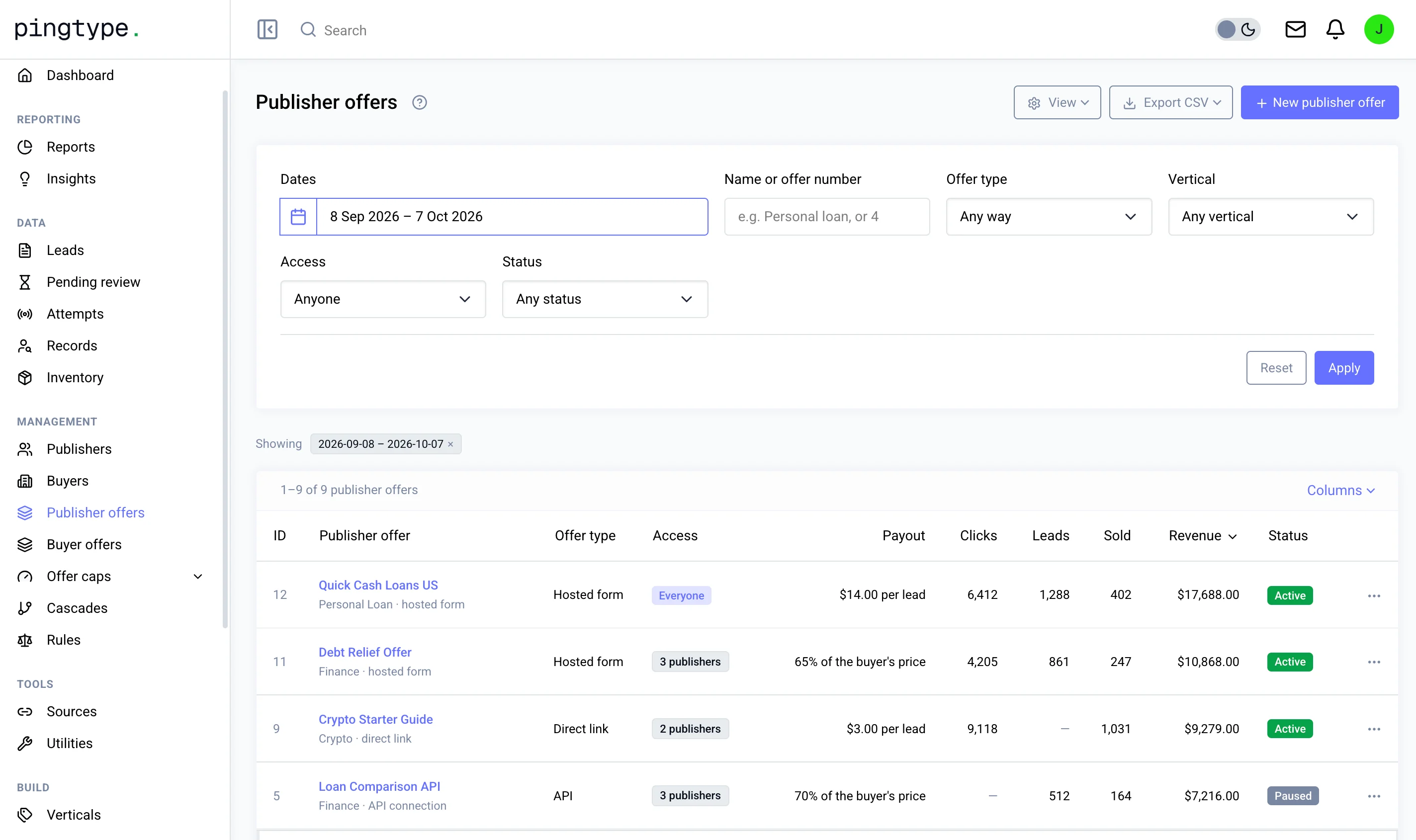 Product tour: clicks and offers