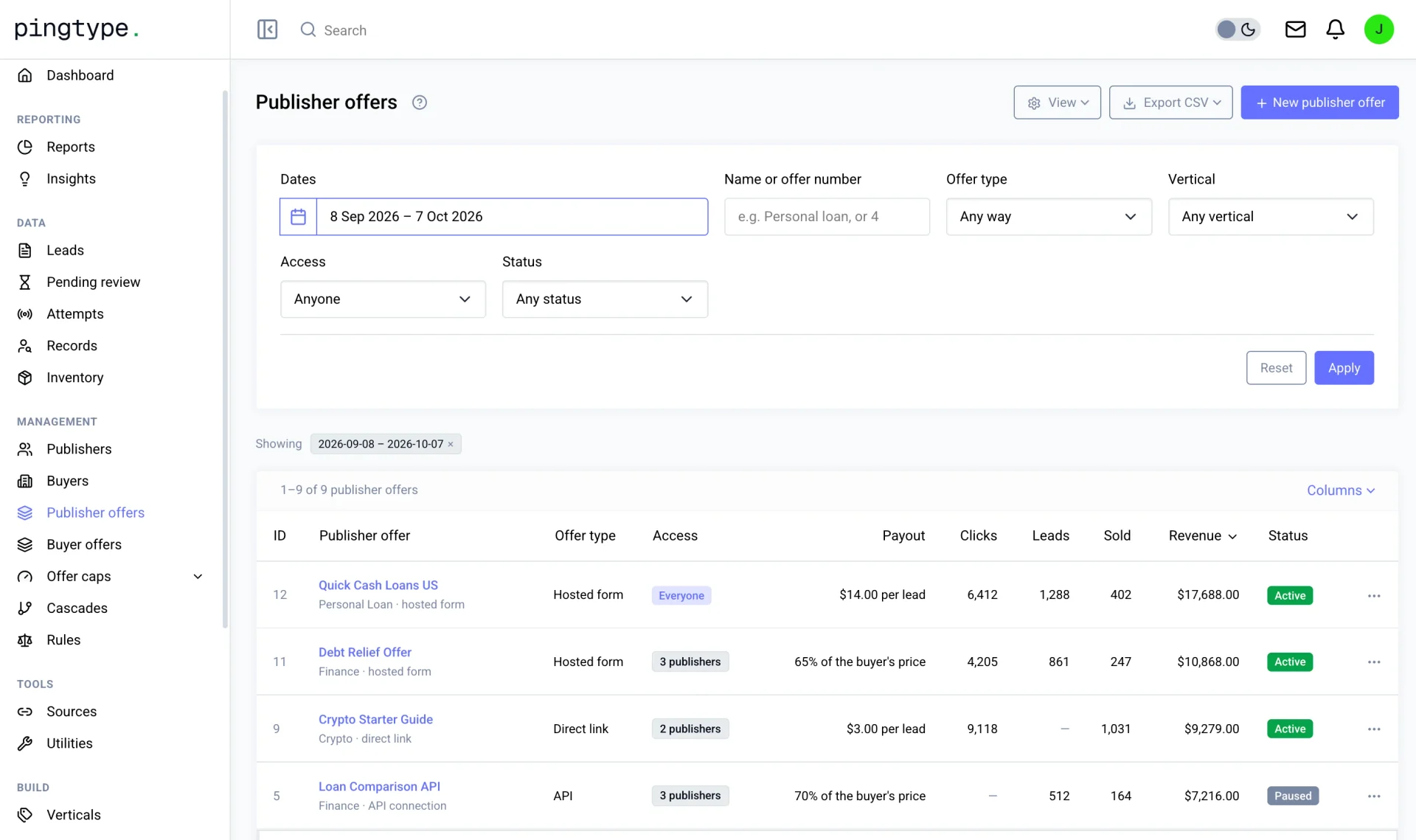 Product tour: clicks and offers